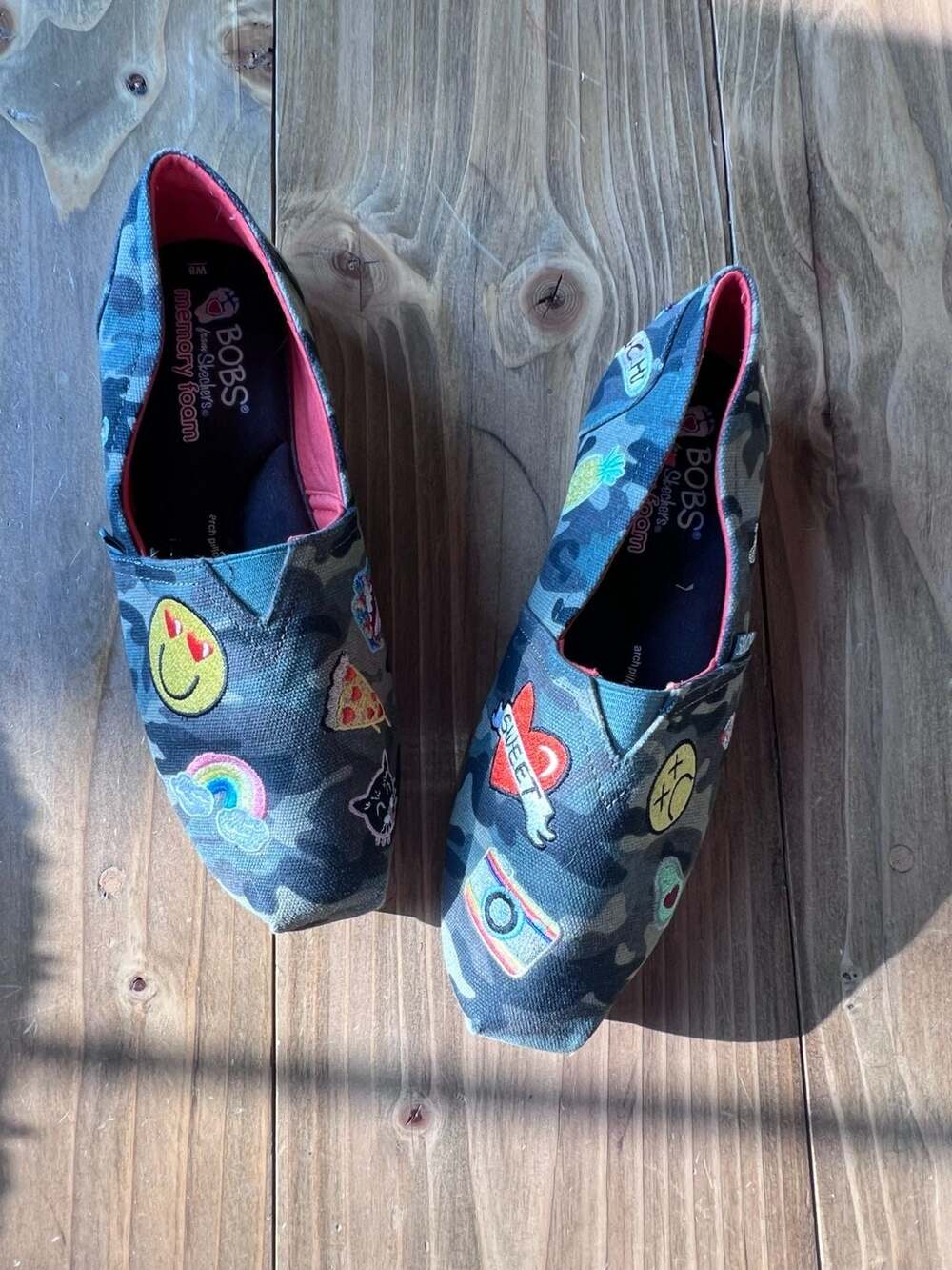 BOBS from Skechers Plush Perfect Patch Camouflage Embroidered Slip-On Shoes 8